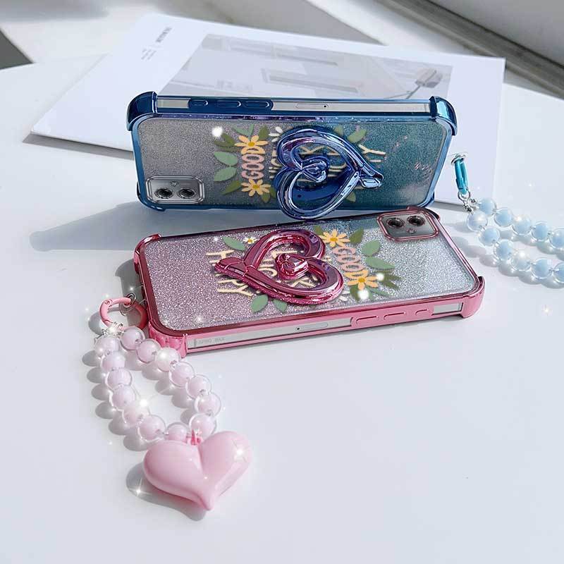 สําหรับ Moto G54 Power/G56/G52/G54/G54 EUR Edition 3 ชิ้น (Warm-toned Daisy เคสโทรศัพท์ + Lanyard + 