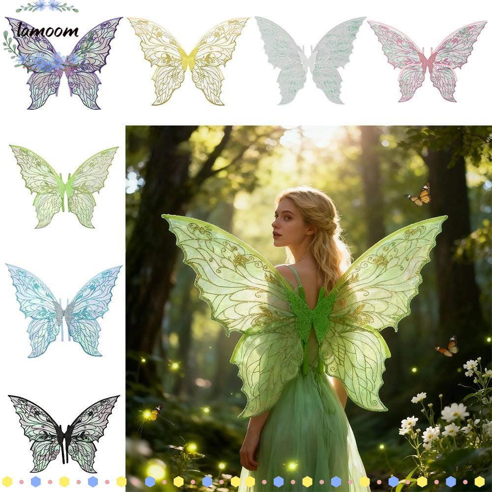 ปีกนางฟ้า LAMOO, ปีกนางฟ้าประกาย Organza, ชุดน่ารัก UP Princess Angel Wing Cicada Wing Party Props