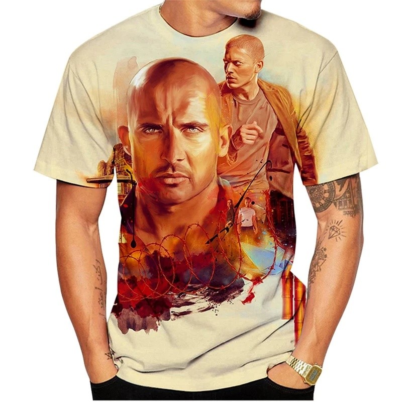 เสื้อยืดพิมพ์ลายภาพยนตร์ Prison Break สำหรับผู้ชายและผู้หญิง แฟชั่นลำลอง เท่ๆ สไตล์ฮาราจูกุ สตรีทแวร