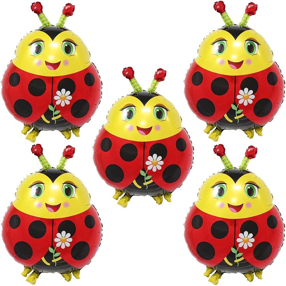 Ladybug บอลลูนแมลงสัตว์ Ladybug ฟอยล์ Mylar บอลลูนสําหรับ Ladybug Themed Party วันเกิดอุปกรณ์ตกแต่ง 