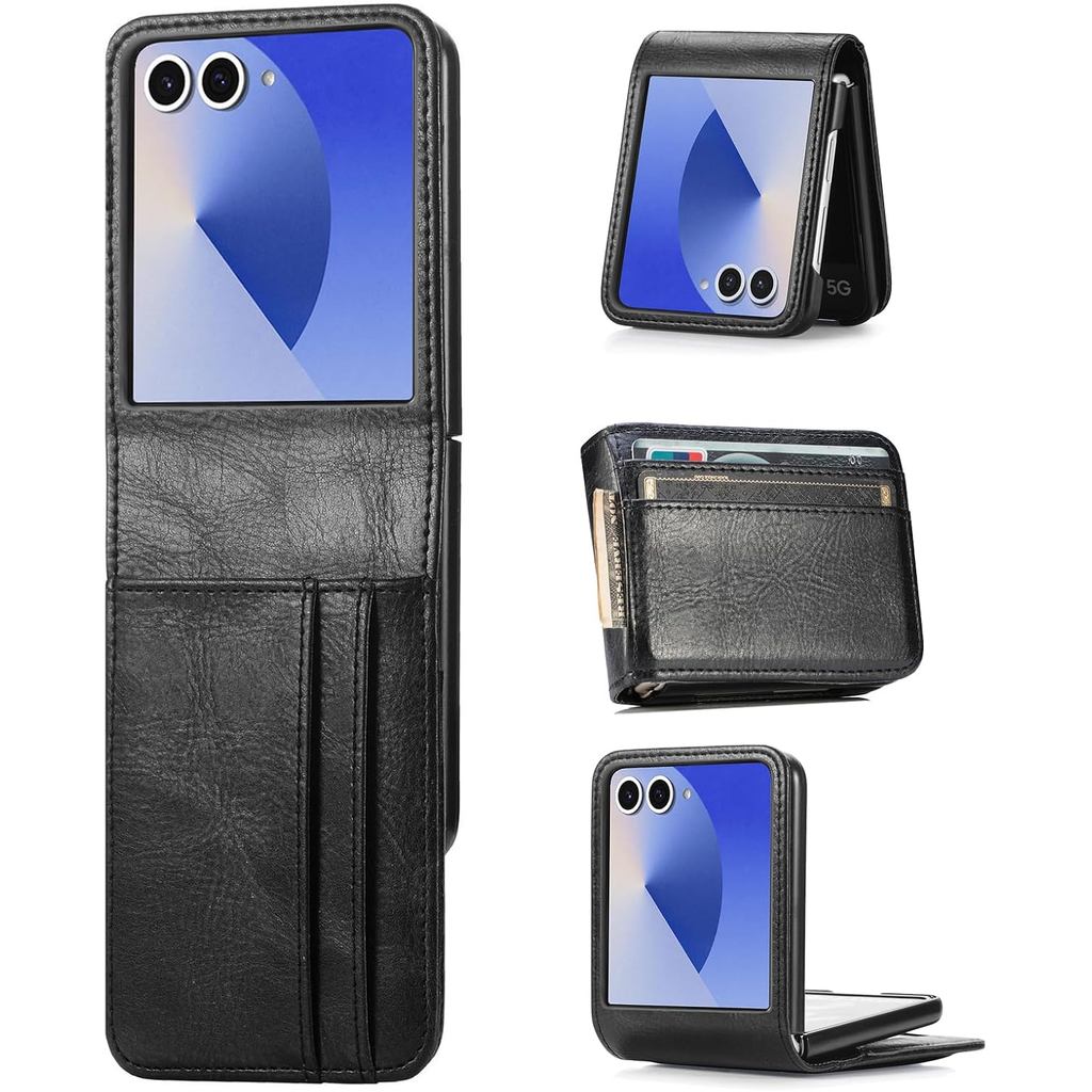 กรณีสําหรับ Galaxy Z Flip 7 กระเป๋าสตางค์,สไตล์ธุรกิจพรีเมี่ยม PU หนัง Galaxy Z Flip 7 ผู้ถือบัตร Sl