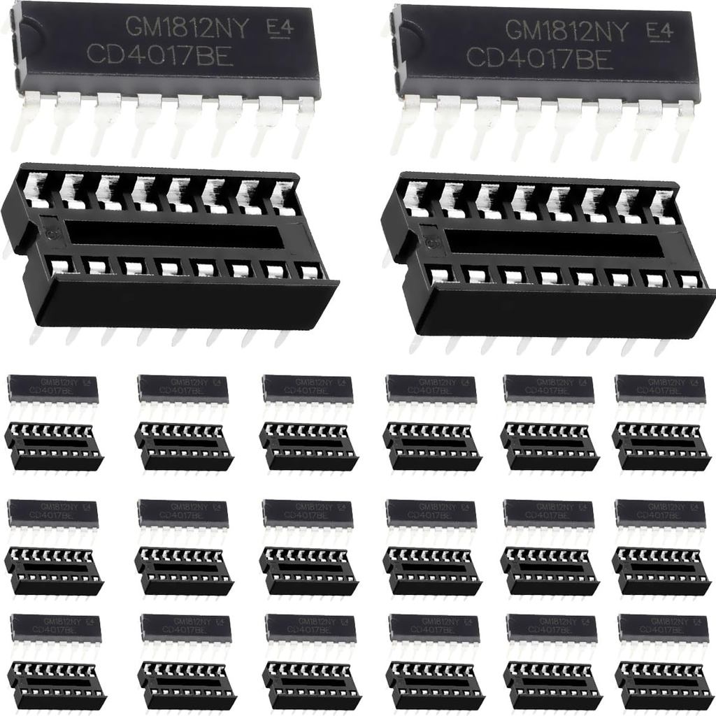 20 pcs CD4017BE CD4017 CMOS Decade Counter 20 ถอดรหัสเอาต์พุตชิปซ็อกเก็ต Adaptor,สําหรับ HEF4017BP T