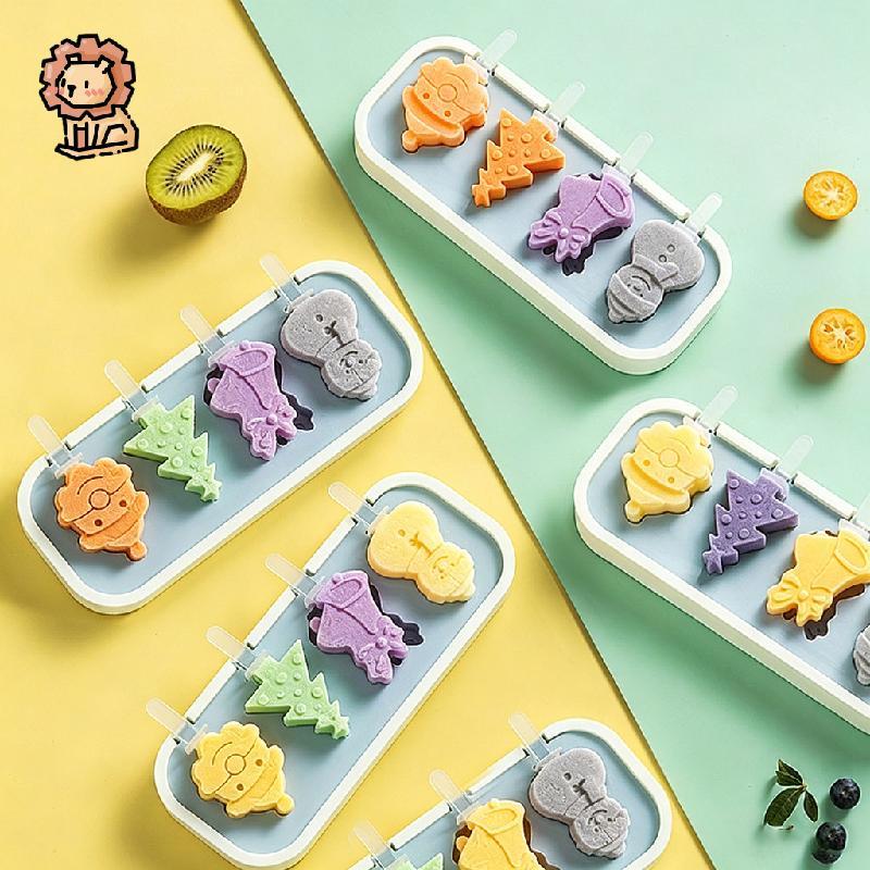 แม่พิมพ์ทำไอติมซิลิโคน คริสต์มาส พร้อมฝาปิดและไม้เสียบ พิมพ์น้ำแข็ง DIY ทำไอศกรีมแท่ง