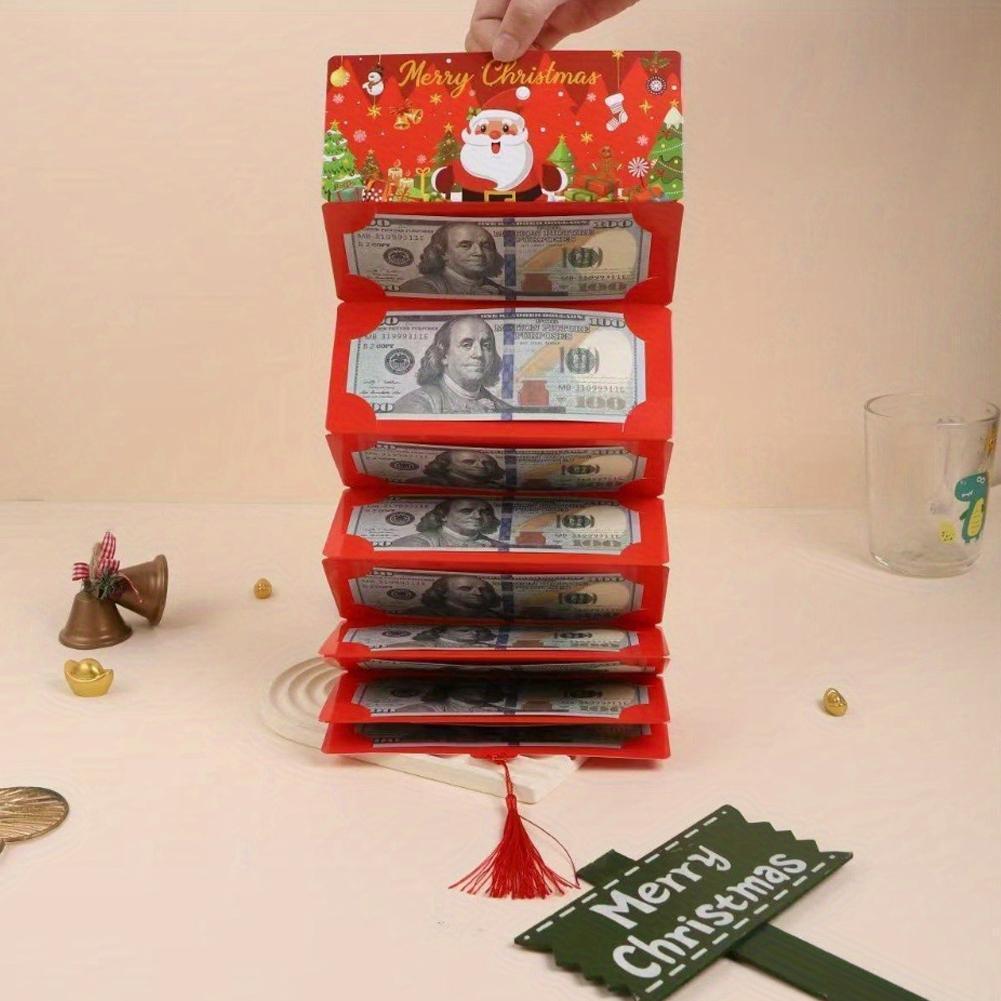 2025 Santa Claus 10 การ์ดซองจดหมายสีแดงคริสต์มาส Surprise กล่องเงิน Party N4o8