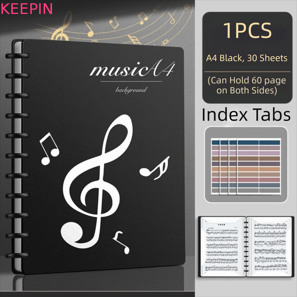KEEPIN Music Score Folder, A4 Multi-layer Sheet Music Folder, Ideal Gift Elastic Lays Flat Portable Document Organizer Sheet Music Storage