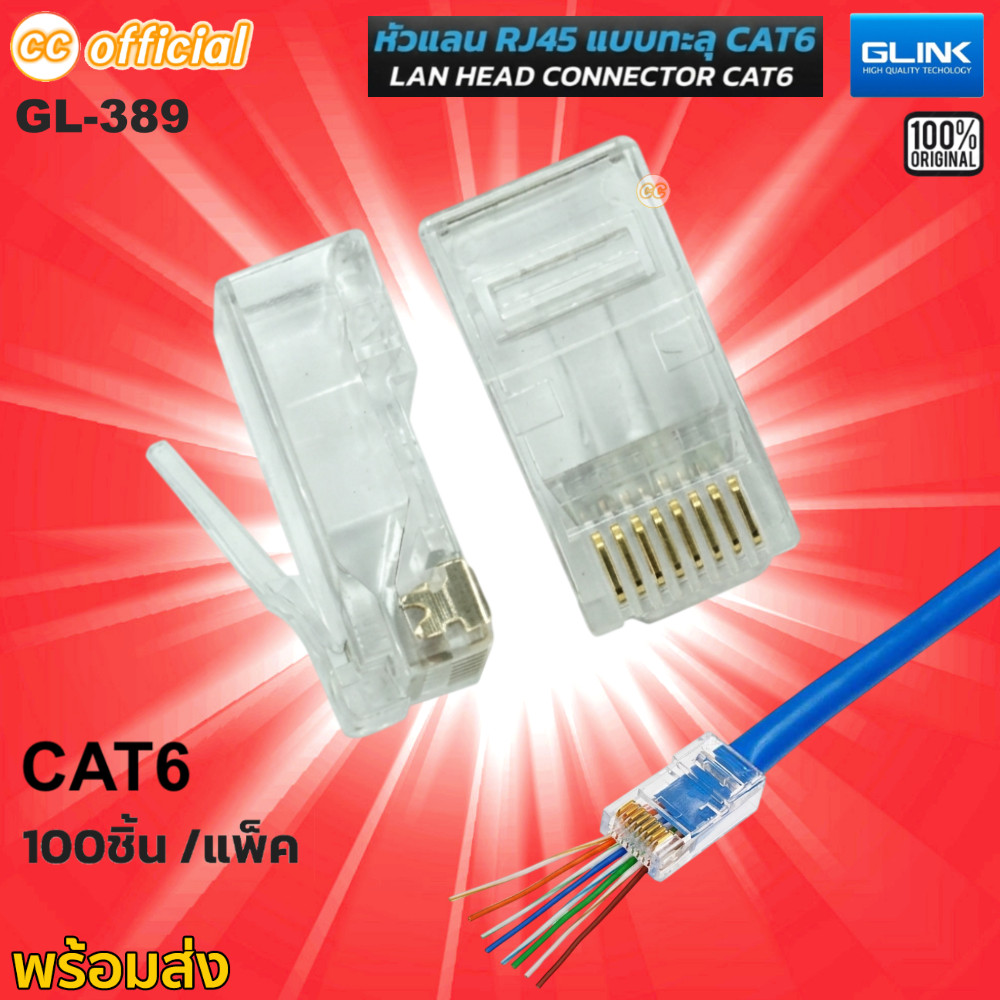 ⭕️แท้100% GLINK GL-389 หัวแลนเสียบทะลุ Plug RJ45 CAT6 สำหรับระบบเครือข่ายการส่งสัญญาณ ความเร็วสูดสุด