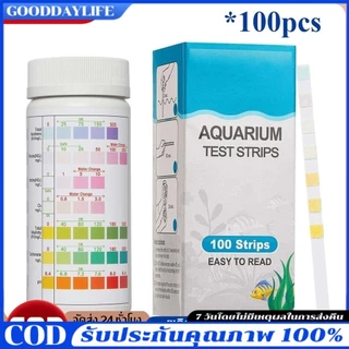 7 in 1 100pcs Aquarium แถบทดสอบน้ําจืดเพื่อตรวจจับ Nitrite Nitrate คลอรีนคาร์บอเนตรวมด่างความแข็งน้ํา pH