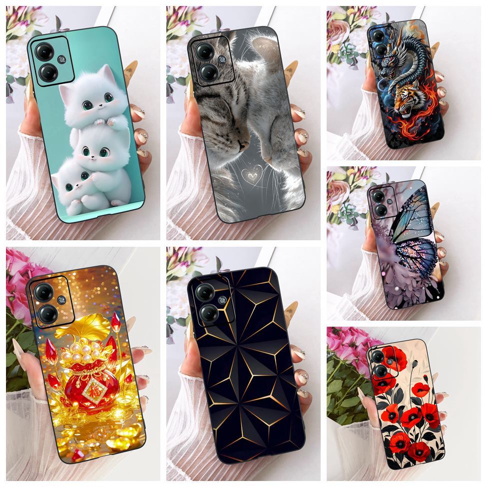 ปลอกสําหรับ Motorola G14 กรณี XT2341-4 ความงามน่ารักการ์ตูนแฟชั่นผีเสื้อตลกทาสีสําหรับ Moto G14 Moto