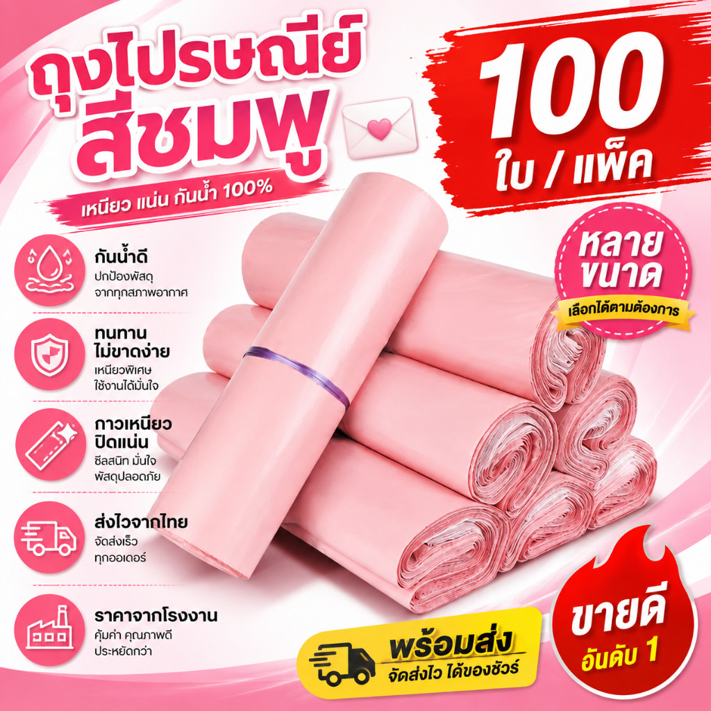 (แพ็ค 100) จัดส่งรวดเร็ว ซองไปรษณีย์พาสเทล ไม่จ่าหน้า แบบมัดเชือก ราคาถูก