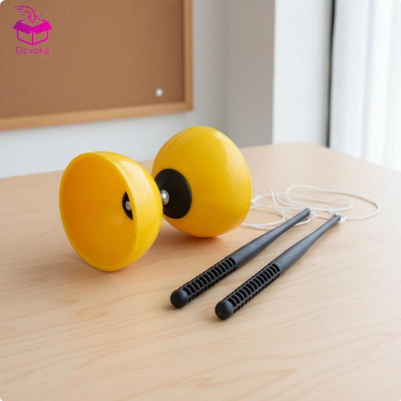 [chiwanji2mf] การฝึกอบรมสําหรับเด็ก Diabolo Triple Bearing Skill Toy Outdoor Juggle Red L