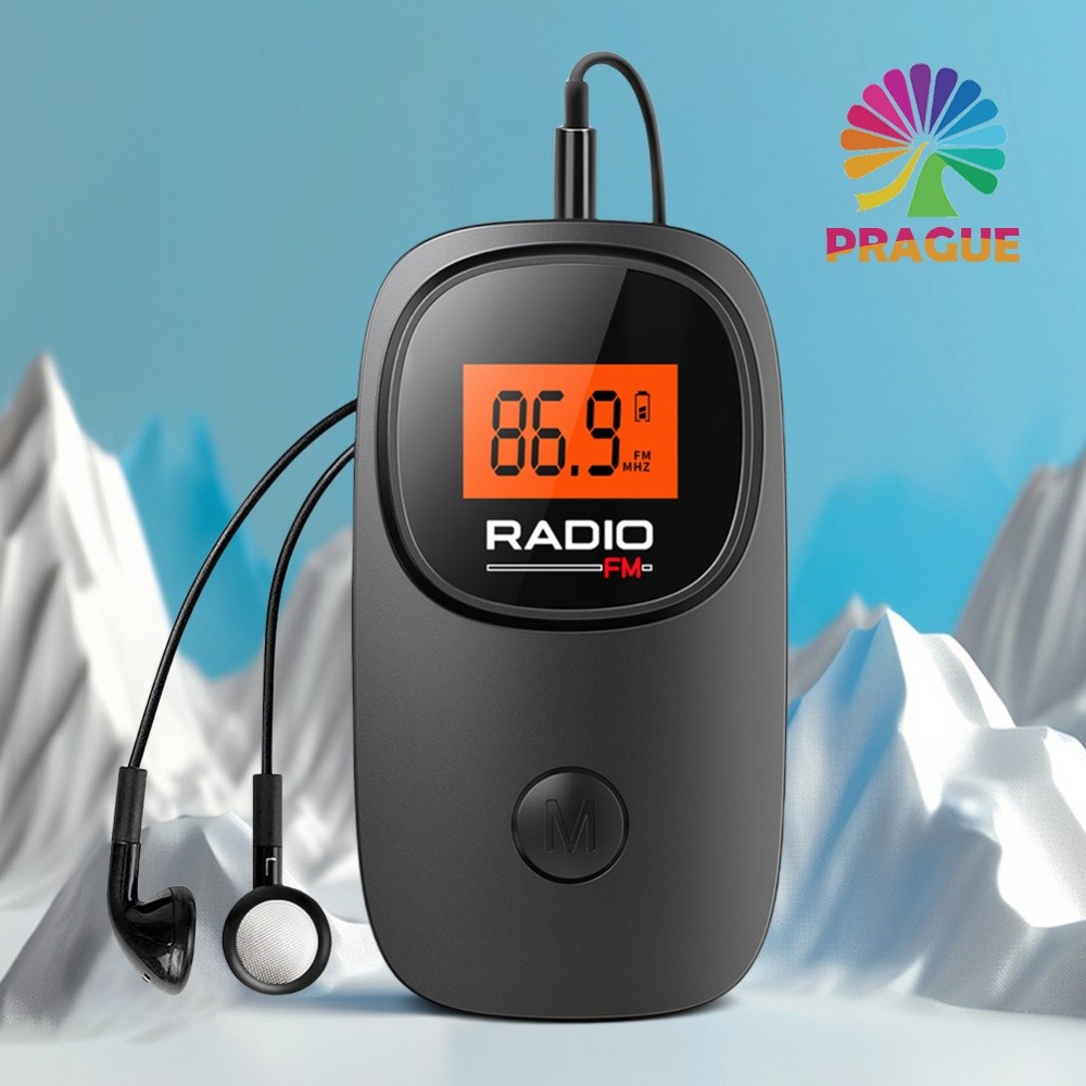 Pocket Sized วิทยุแบบพกพา Digital Tuning FM พร้อมหูฟังสําหรับบ้านกลางแจ้ง