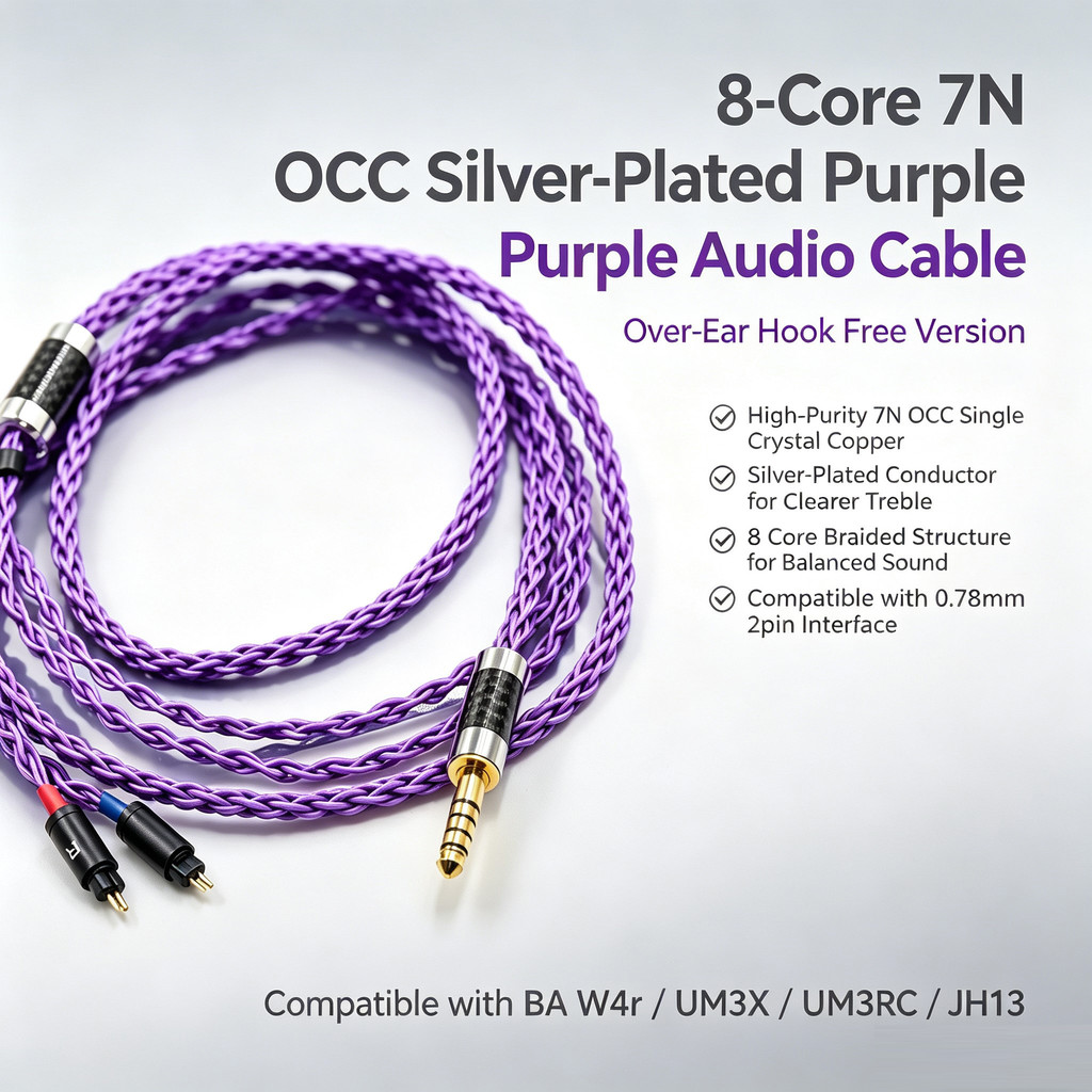 8 Core Silver Plated 4.4mm 3.5mm 6.35mm XLR สายหูฟังสําหรับ 0.78 มม.2pin BA W4r UM3X UM3RC JH13