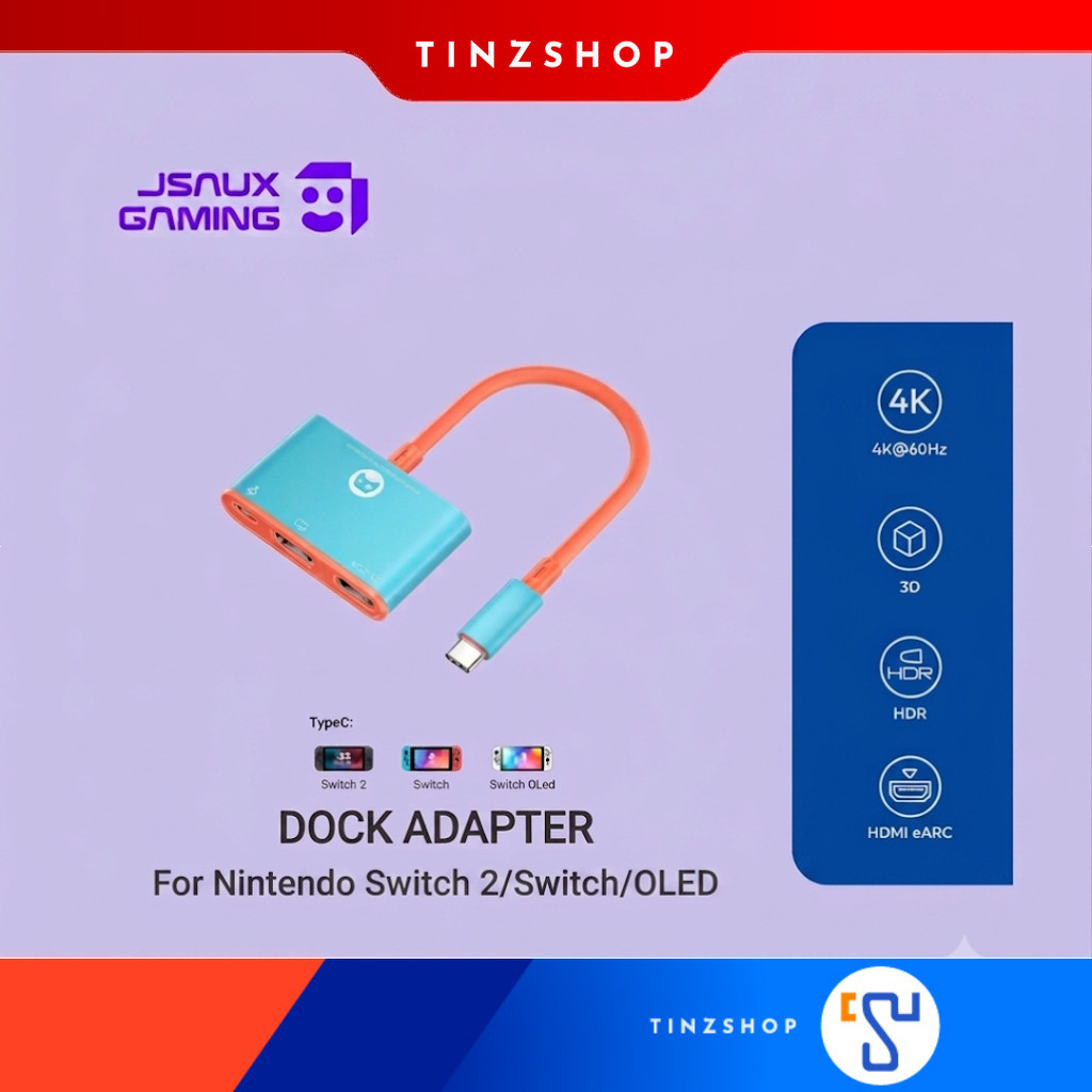 [ส่งด่วน] JSAUX Mini Dock 3 in 1 Dock Adapter for Switch 2/Switch/OLED  Docking Station (3SBJSTW020)