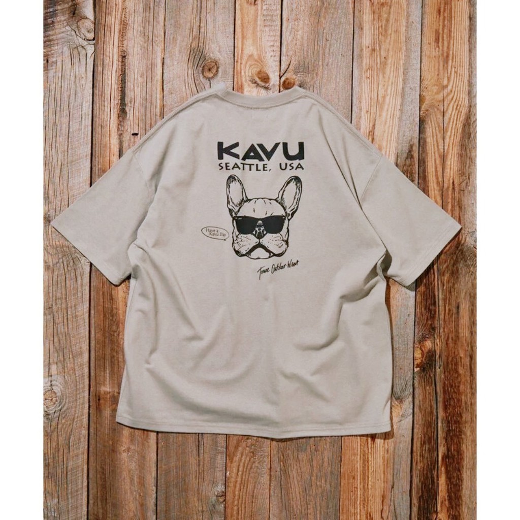 Ready stock KAVU X FREAKS STORE Kabu แว่นตา French Bulldog พิมพ์ผู้ชายผู้หญิงแขนสั้นผ้าฝ้าย 100% Str