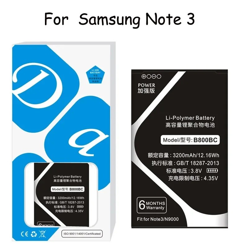 เปลี่ยน XDOU แบตเตอรี่สําหรับ SAMSUNG Galaxy หมายเหตุ 3 B800BC B800BU B800BE 3200mAh N900 N9002 N900
