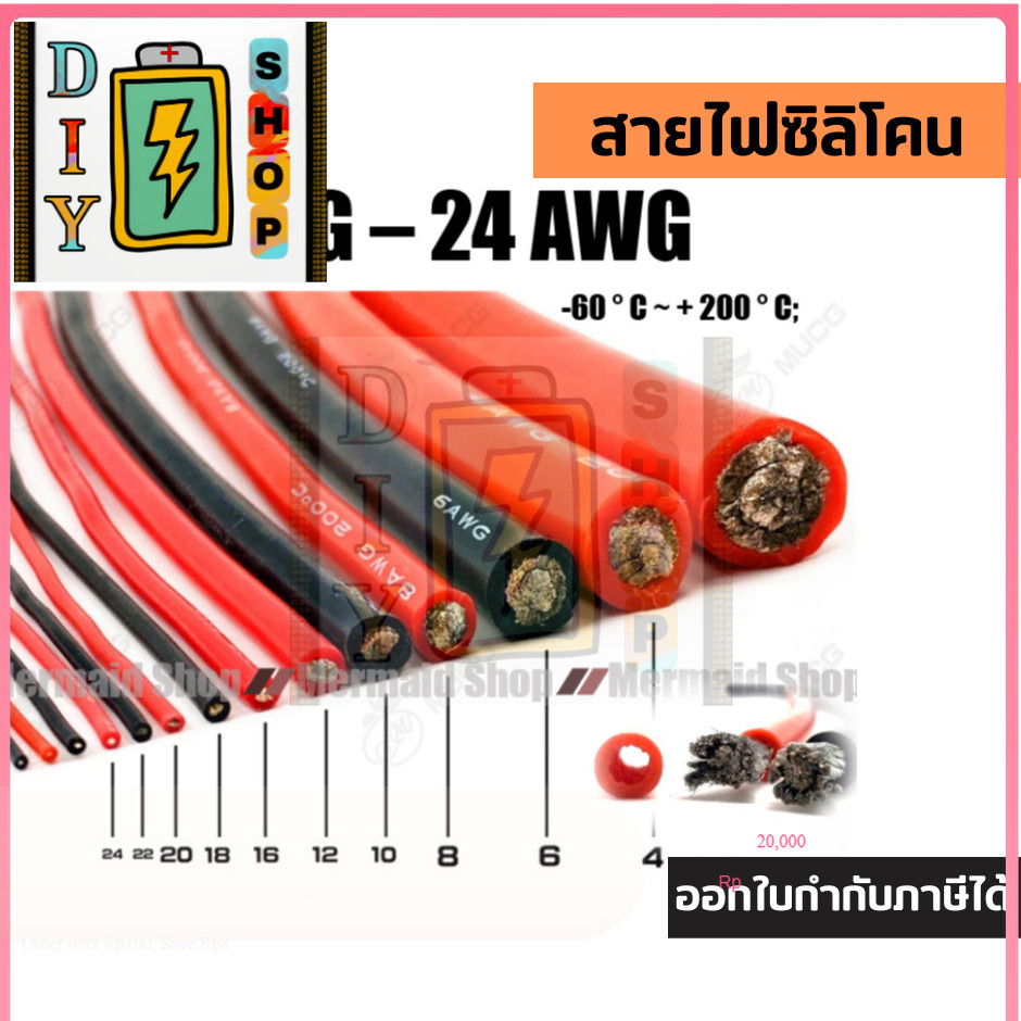 [ถูกสุด🇹🇭✅][ถูกสุด][ถูกสุด][ถูกสุด][ตัดความยาวตลอด] 4AWG - 24AWG สายไฟซิลิโคน อ่อน ทนความร้อนสูง ทอง