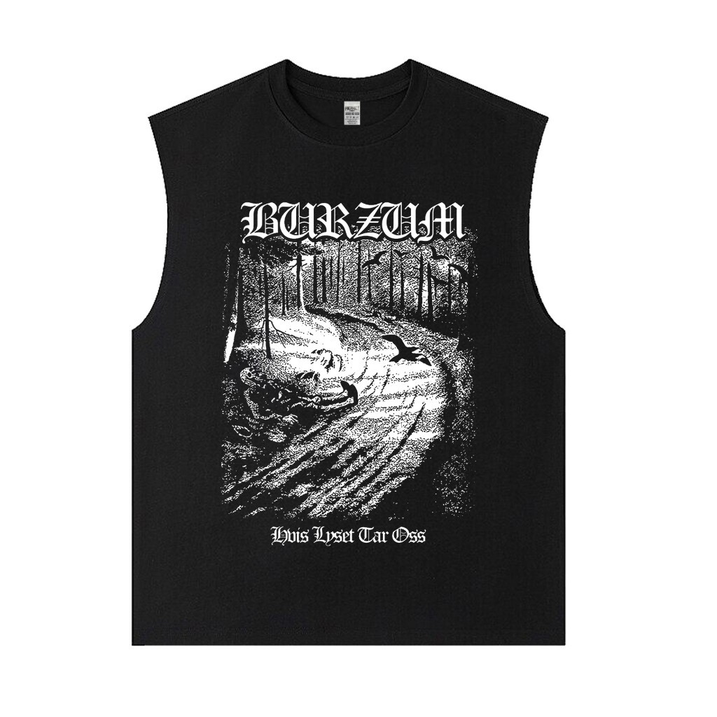 เสื้อกล้ามคอตตอน 100% Burzum Hvis Lyset Tar Oss สไตล์แบล็คเมทัล เหมาะกับคอเพลงเมทัลและสวมใส่ทุกวัน ส