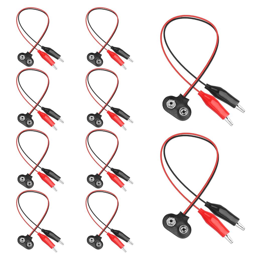 MEIRIYFA 9Volt Battery Snap Connector พร้อมคลิปจระเข้, คลิปจระเข้คู่ 10 แพ็คถึง 9V แบตเตอรี่ Snap Co