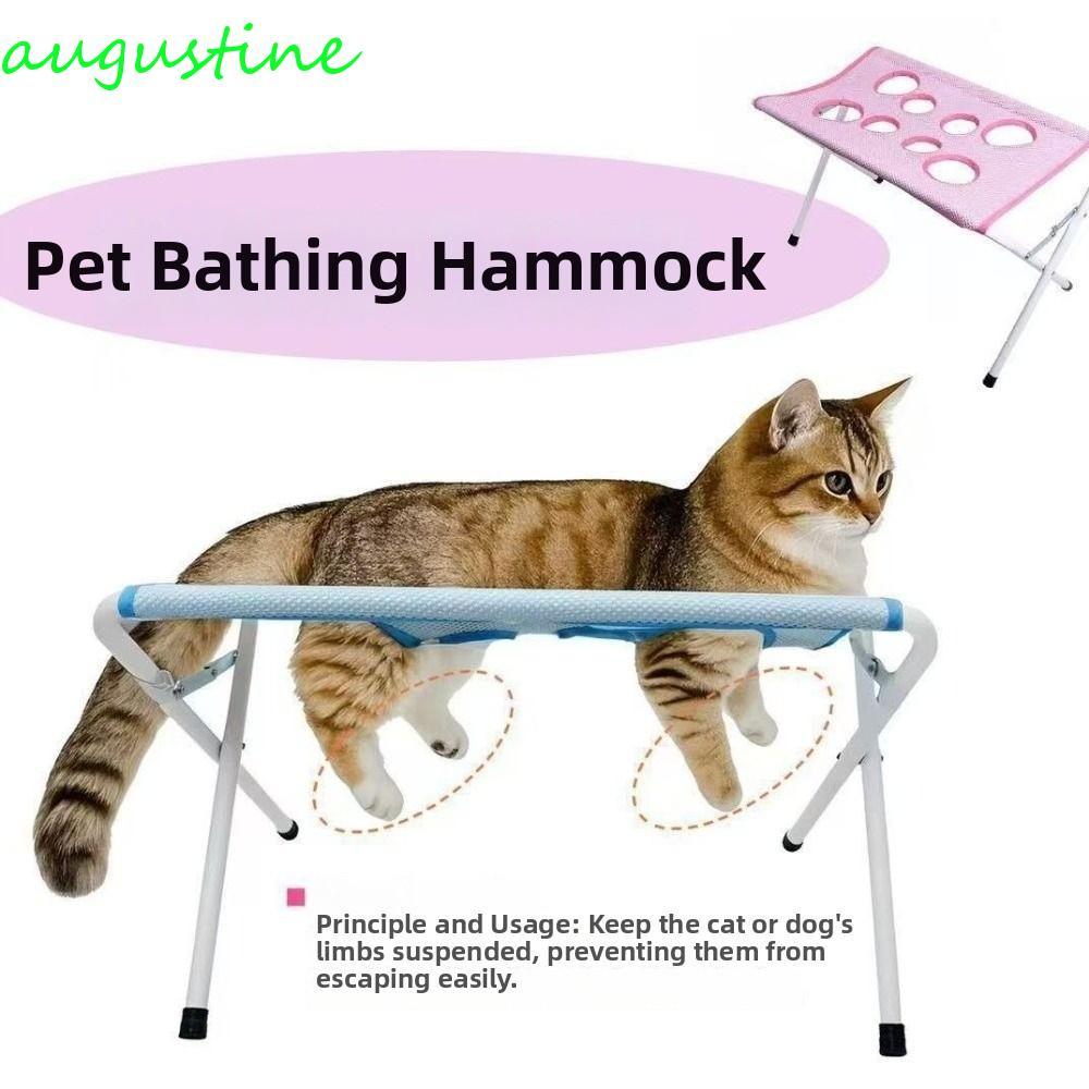 AUGUSTINE ชั้นวางอาบน้ําสัตว์เลี้ยง, เปลญวนซักผ้าแมว Anti-Scratch Anti-Bite, แข็งแรงปลอดภัย 8 หลุม B