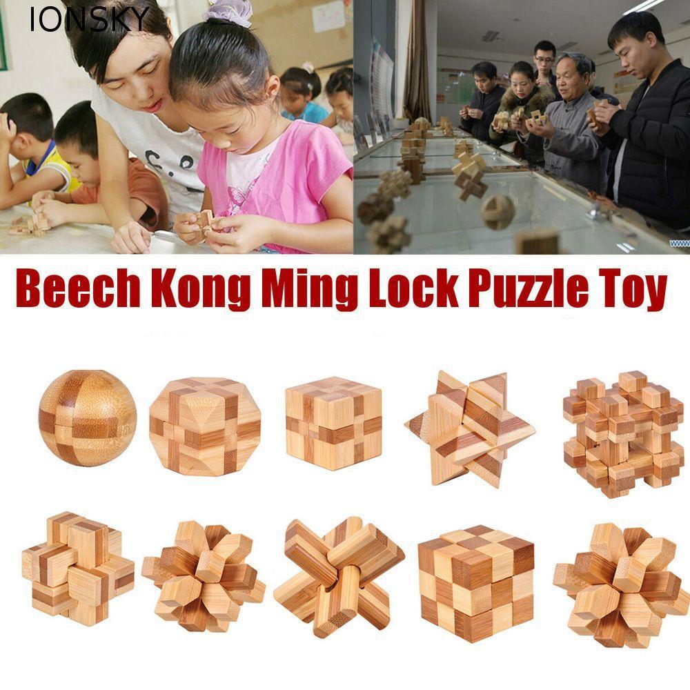IONSKY Puzzle Toy Bamboo Small IQ Game Interlocking ของเล่นคลาสสิก
