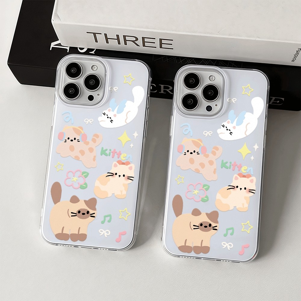 For เคส OPPO A3X A38 A54 A18 A17 A17K A16 A15 A52 A53 A57 A74 A58 A7 A9 A5 A1k A33 A31 A60 A32 A3S กันกระแทกIMD ลายแมวๆ