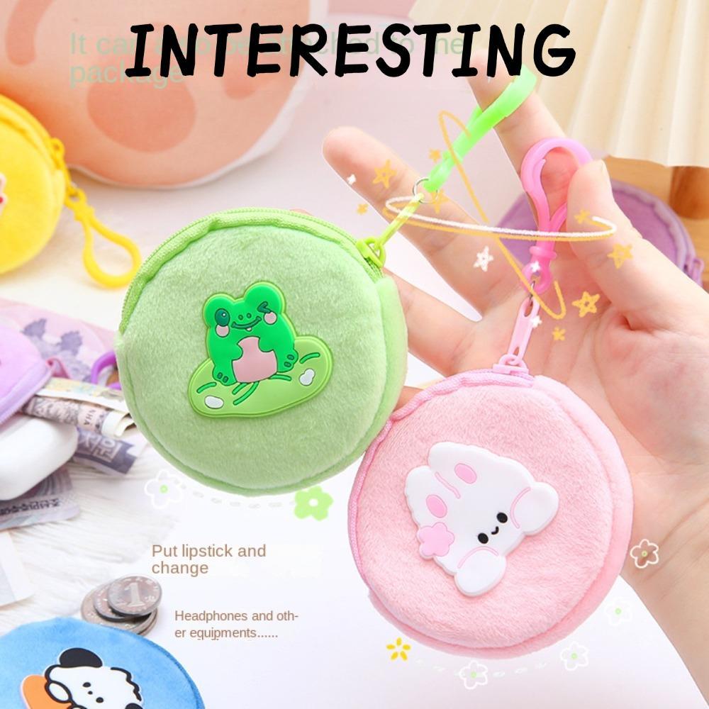 INTERESTING Mini Coin Bag, Plush Cartoon Cute Coin Bag, Soft Keychain