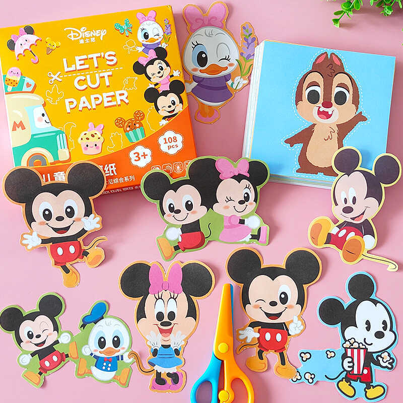 Mickey Mouse Clubhouse กระดาษ-ตัดเด็กทําด้วยมือ Disney Mickey Mouse Minnie ของเล่นอนุบาลชายหญิง Orig