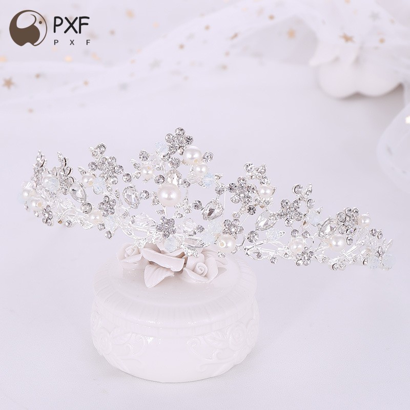 มงกุฎเจ้าสาว Hairpiece Silver Wedding Hairpiece อุปกรณ์เสริมสําหรับชุดเจ้าสาว