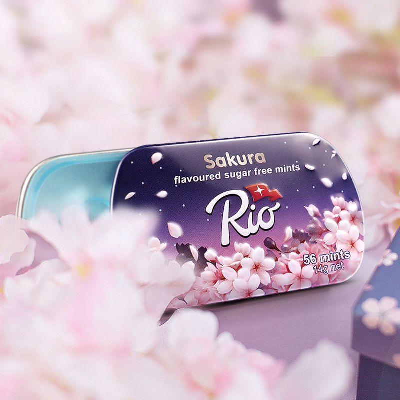 [Rio] ลูกอมจูบปราศจากน้ําตาล Cherry Blossom Limited Gift Girl Fresh Breath Mint Candy รสกุหลาบลูกอมแ
