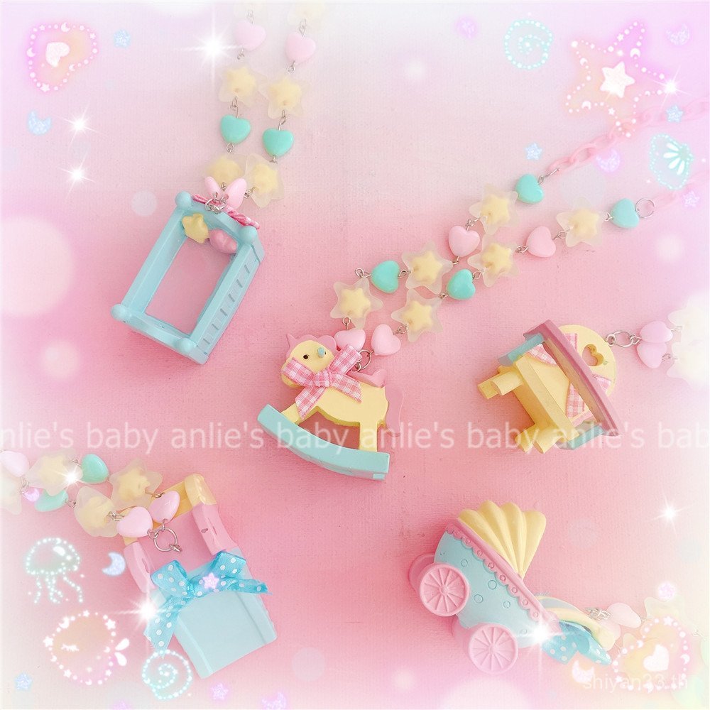 Dark โฮมเมด Handmade Harajuku Soft Girl Baby Sugar Macaron Trojan ครีมรถเข็นเด็กน่ารักสร้อยคอ VMA9
