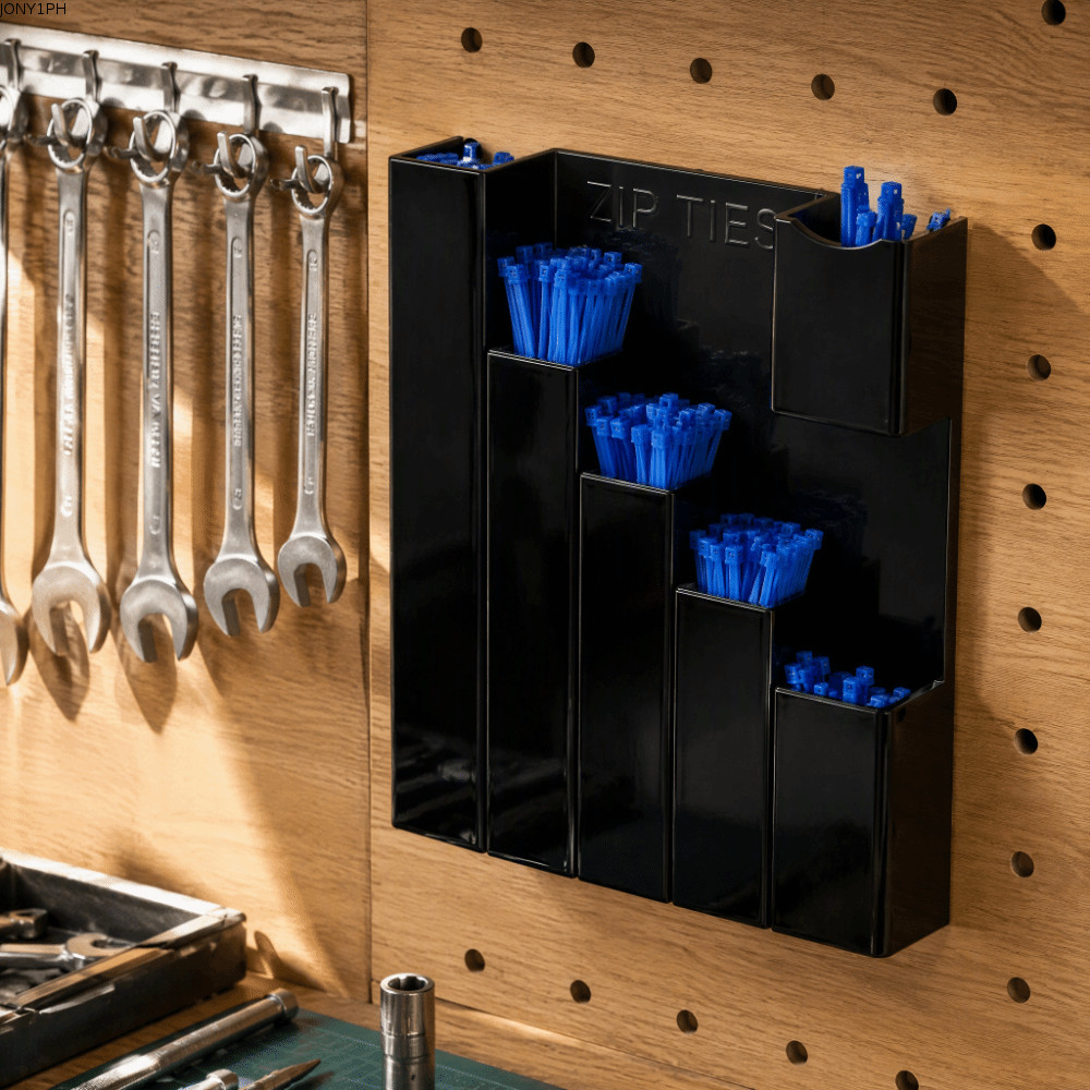 JONY1PH Wall Mount Cable Tie Organizer, 5-Slot Multi-Size Zip Tie Storage Dispenser, ปฏิบัติ Heavy D