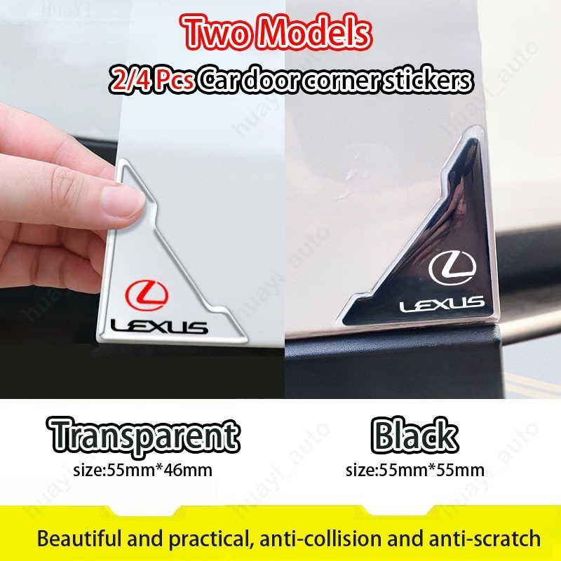 2/4 ชิ้น Lexus สีดําโปร่งใสรถสติกเกอร์มุม Anti-collision Anti-scratch สําหรับ Lexus RX350 NX RX rx30