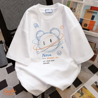 (จัดส่งตลอด 24 ชั่วโมง)Fanfei สีชมพู เสื้อหมี เสื้อยืด oversize ลายน่ารัก ผ้าคอตตอน โอเวอร์ไซส์ สไตล์ฮิปฮอป COD