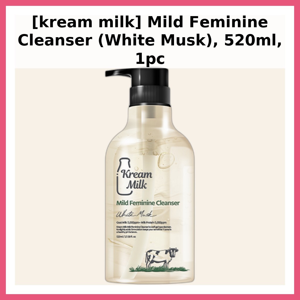 [นม kream] Mild Feminine Cleanser (White Musk), 520ml, 1pc / Korean Feminine Cleanser by DearSeoulma