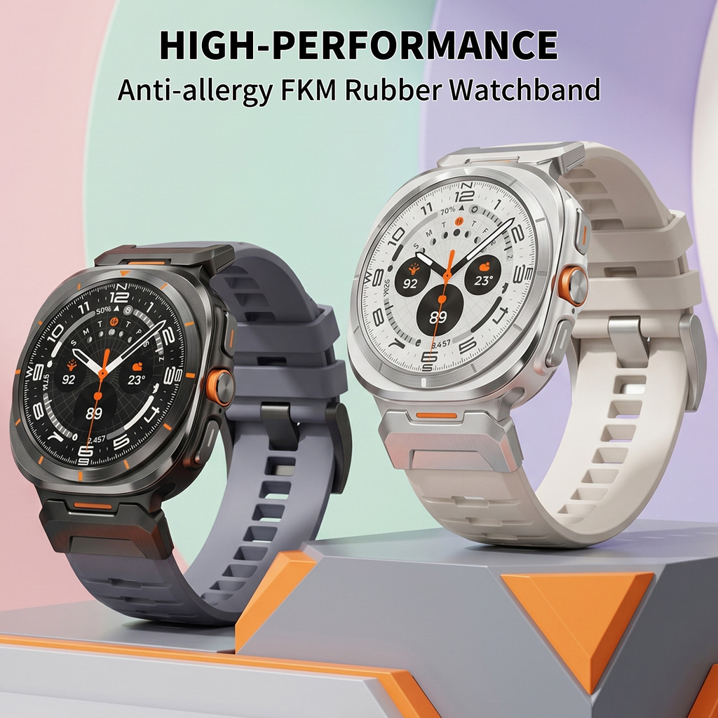 พรีเมี่ยม FKM สายยางสําหรับ Samsung Galaxy Watch 2 Ultra 47mm 2025 Water & Sweat Resistance Watchban