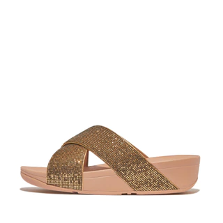 FITFLOP COMM-LULU GLITTERBALL CROSS S รองเท้าแตะผู้หญิง รุ่น IG1-B94 สี OLD GOLD