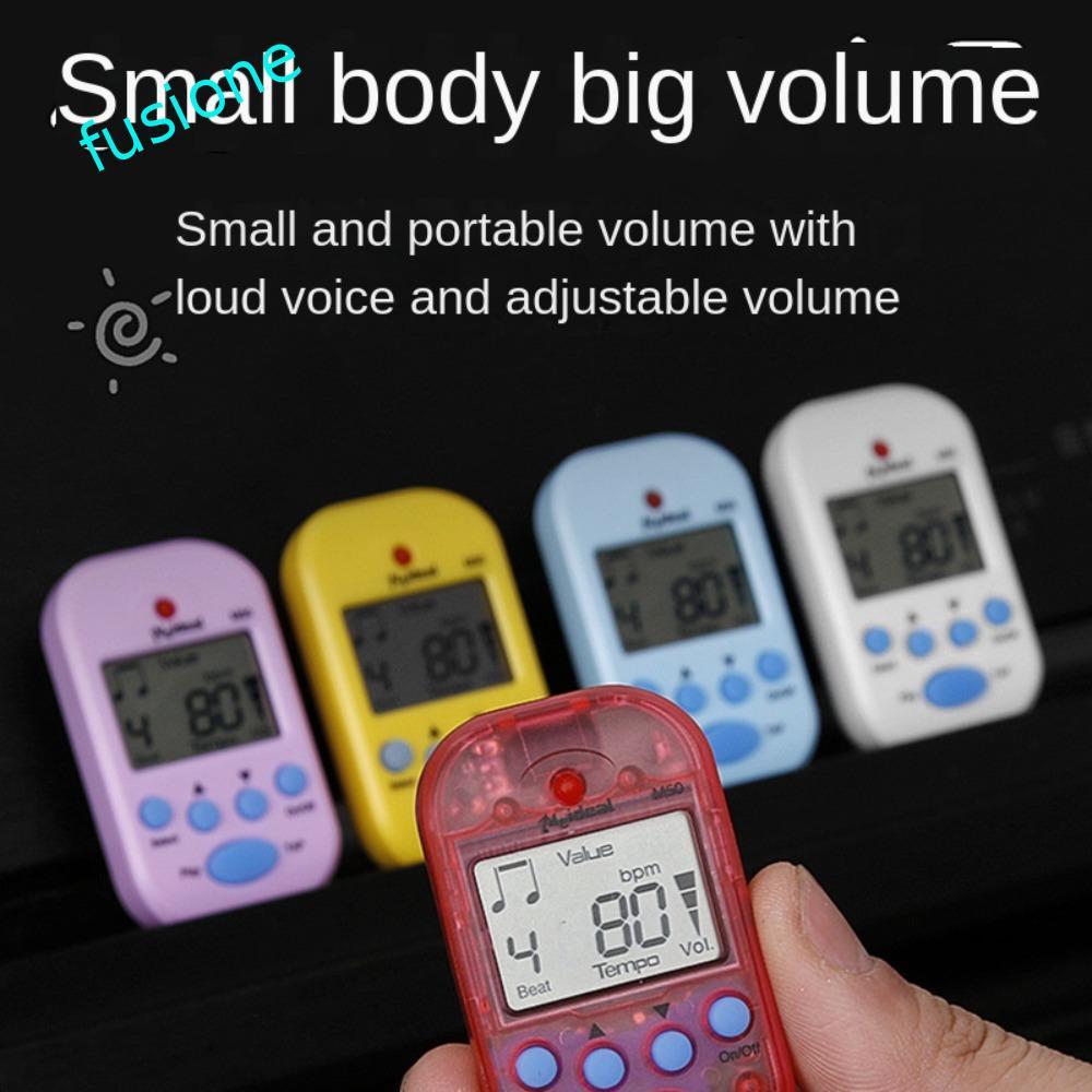 FUSIONEDGE เครื่องเมตรอนอมกระเป๋าแบบคลิป, LCD Dual-channel Mini Metronome, Mini น้ําหนักเบาพลาสติกปฏ