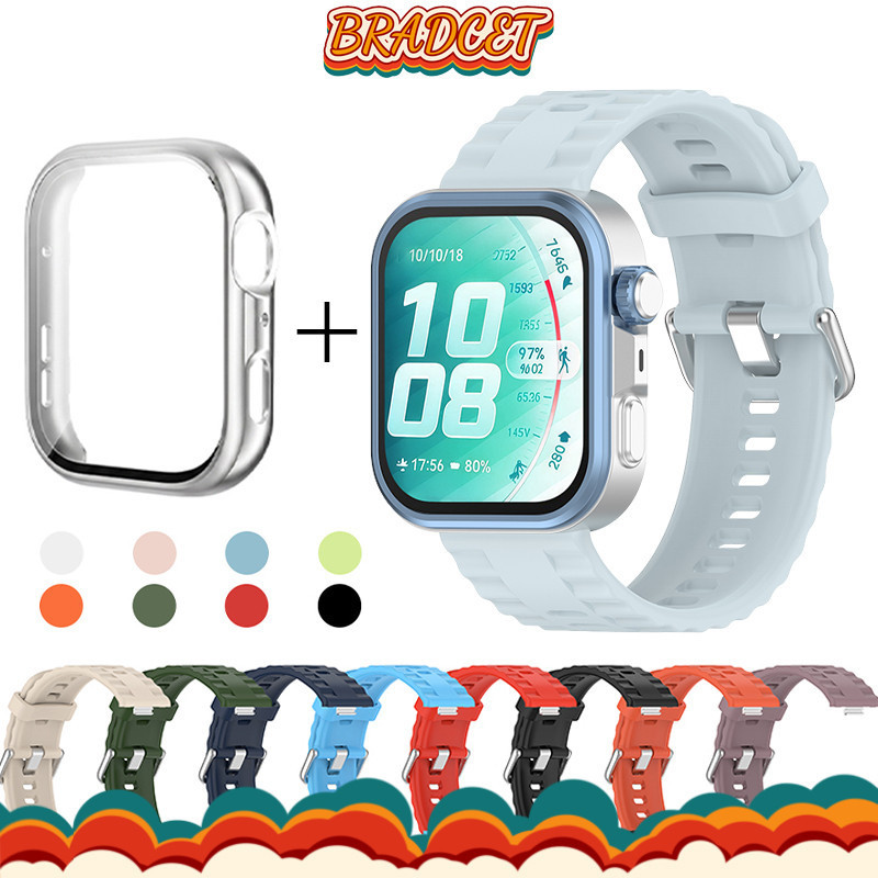 ผ้าคลุมตัวเครื่องพีซีแข็ง แก้วชุบเคลือบ สายรัดซิลิโคน for Huawei Watch Fit 5/Fit 5 Pro/Fit 4/Fit 4 Pro/Fit 3