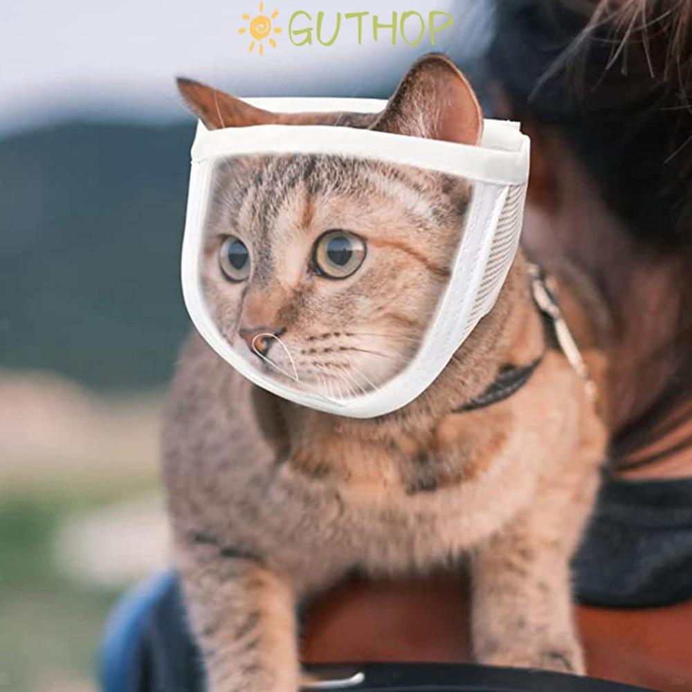 GUTHOP Cat Muzzle Adjustable Anti Bite Transparent Mouth Guard