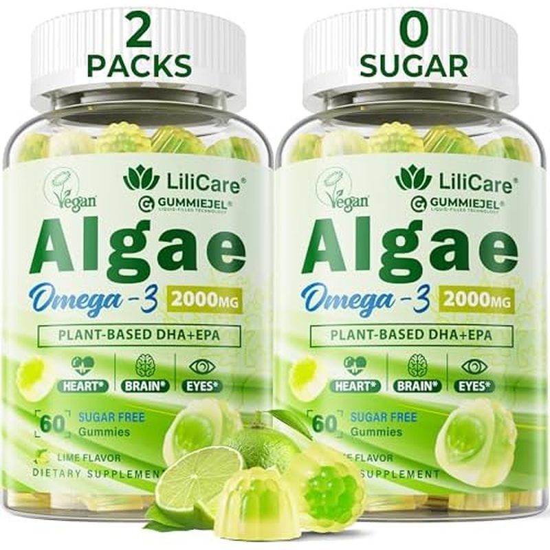 Omega 3 Gummies 2200mg จากน้ํามันสาหร่าย (DA 640mg &Amp; EPA 290mg) สําหรับผู้หญิงและAmp; ผู้ชาย, มั