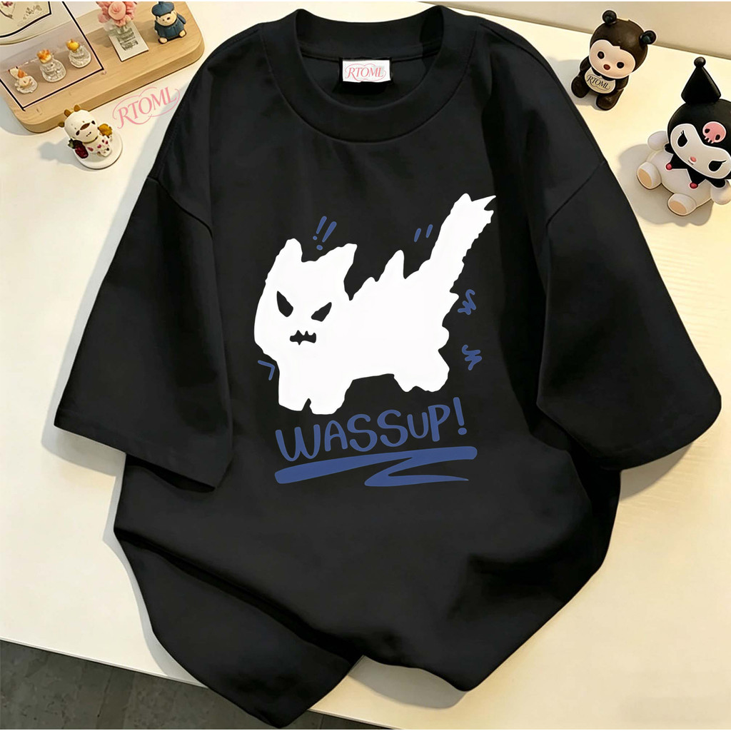 COD (Ho Chi Minh)RTOML taobao เสื้อยืดครอบครัวเสื้อยืดคอกลม Furry ghost cat