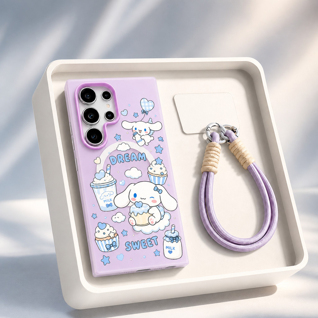 เคสซัมซุง เคส samsung เจลลี่แม่เหล็ก พร้อมสายคล้อง ลายน่ารัก สีพาสเทล Samsung A35 A54 A55 S24 S25 Ultra HHGDCXK104
