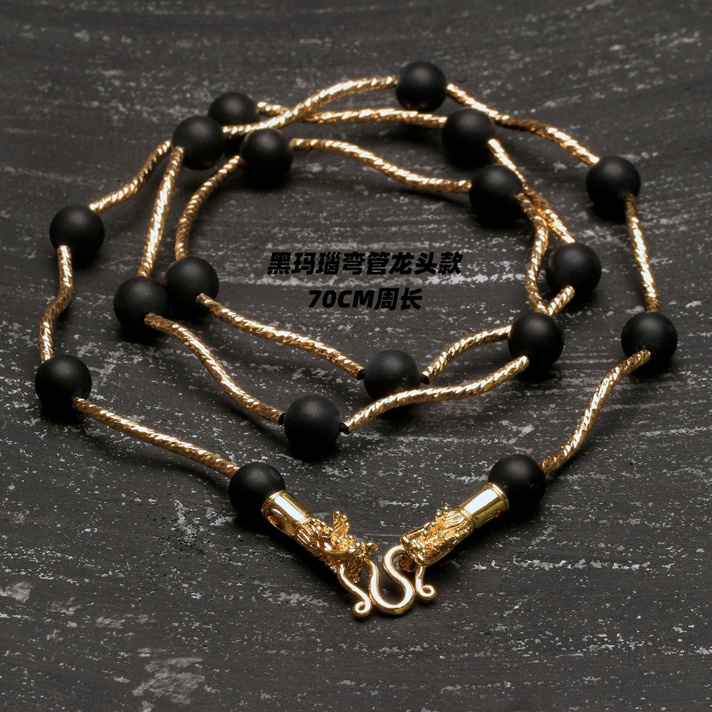 ออกแบบสไตล์ High-End Black Agate Elbow Faucet Buckle Thailand Amulet CHAIN จี้จี้ Tangka พร้อมสร้อยค