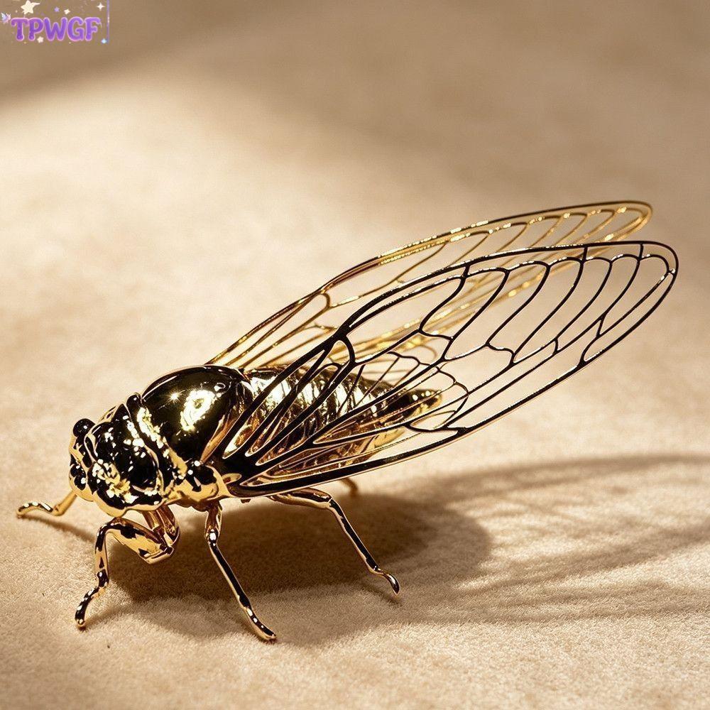 TPWGF Cicada Sculpture, สไตล์วินเทจ Hollow Wings Golden Cicada ตุ๊กตา, ของขวัญรายละเอียดที่สมจริง Go