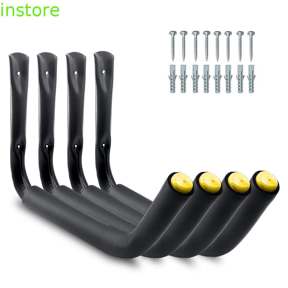 INSTORE Kayak Rack,ติดผนังHeavy Duty Kayakแขวน,กระดานโต้คลื่นสีดําแบบพกพาอเนกประสงค์โรงรถKayak Stora