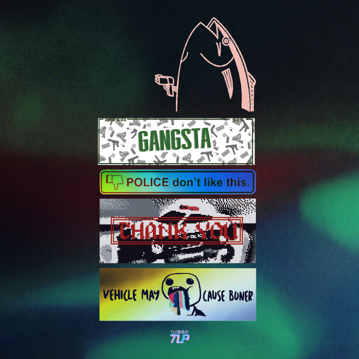 TLP ชุดสติกเกอร์รถดัดแปลง Banknown Helpless GANGSTA GANGSTA Gang Rainbow Laser ยอดนิยมสติกเกอร์ยาว