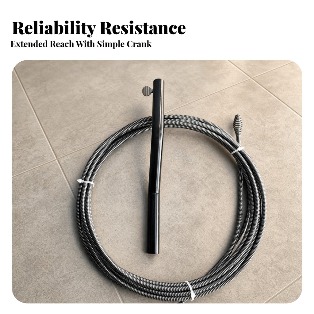 Spring Drain Snake พร้อมที่จับหมุนในครัวเรือน Hand-Cranked Drain Unclogger Toilet Clog Remover เครื่