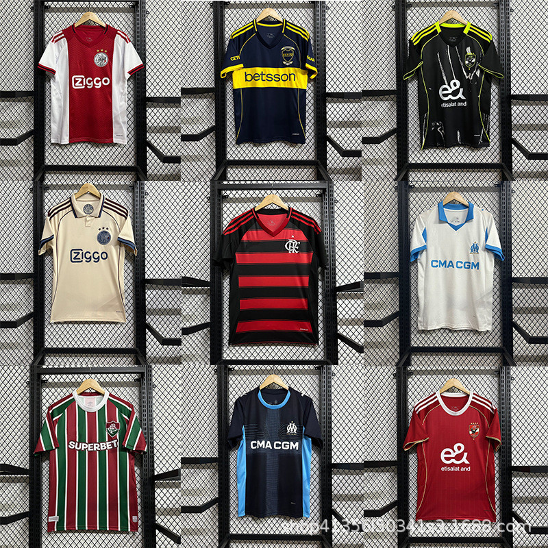 ขายส่ง 2526 เกมฤดูกาล Ajax Marseille Boca Flamengolisbon Jersey Fan Football Jersey พิมพ์หมายเลข