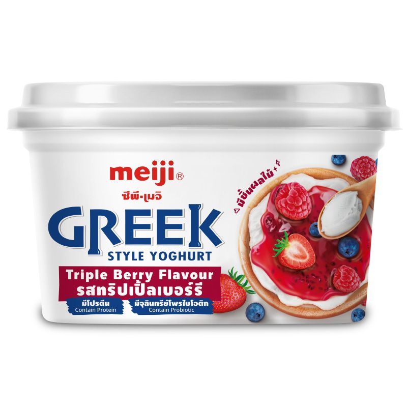 เมจิโยเกิร์ตกรีกสไตล์รสทริปเปิ้ลเบอร์รี 500ก Meiji Greek Style Yoghurt Triple Berry Flavour 500g. [8850329080083 ]