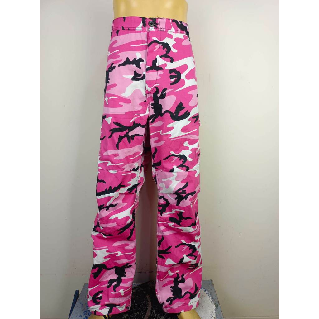 M070📌  กางเกงคาร์โก้ลายพราง Rothco Pink Camo BDU Pants เอว 43-47 (กรุณาอ่านรายละเอียดด้านล่างให้ครบถ